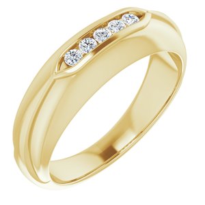 Hammered - Waylon - 14K Yellow Gold 1/6 CTW Natural Diamond Band