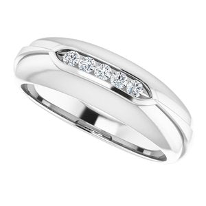 Hammered - Waylon - 14K White Gold 1/6 CTW Natural Diamond Band