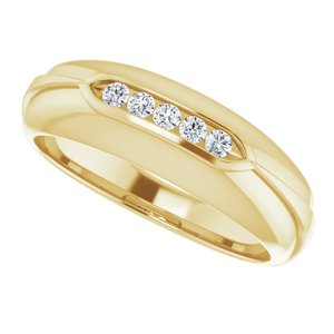 Hammered - Waylon - 14K Yellow Gold 1/6 CTW Natural Diamond Band