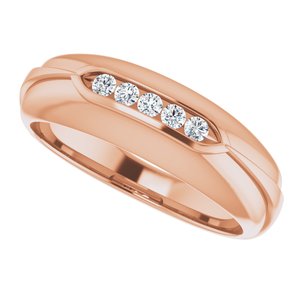 Hammered - Waylon - 14K Rose Gold 1/6 CTW Natural Diamond Band