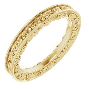 Nature - Christina - 14K Yellow Gold 2.5 mm Floral Flat Band Size 4