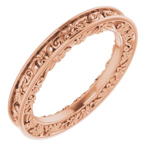Nature - Christina - 14K Rose Gold 2.5 mm Floral Flat Band Size 4