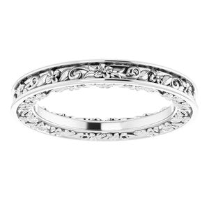 Nature - Christina - Platinum 2.5 mm Floral Flat Band Size 4