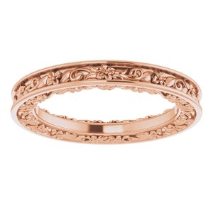 Nature - Christina - 14K Rose Gold 2.5 mm Floral Flat Band Size 4
