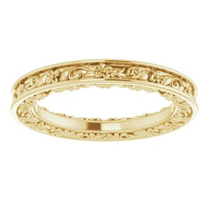 Nature - Christina - 14K Yellow Gold 2.5 mm Floral Flat Band Size 4