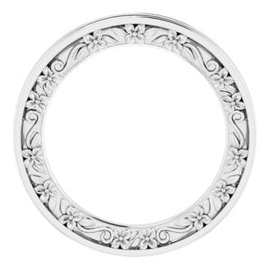 Nature - Christina - Platinum 2.5 mm Floral Flat Band Size 4