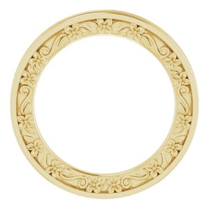 Nature - Christina - 14K Yellow Gold 2.5 mm Floral Flat Band Size 4