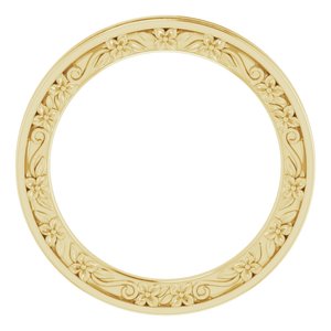 Nature - Christina - 18K Yellow Gold 2.5 mm Floral Flat Band Size 7