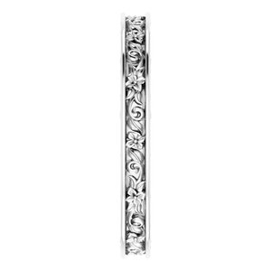 Nature - Christina - Platinum 2.5 mm Floral Flat Band Size 4