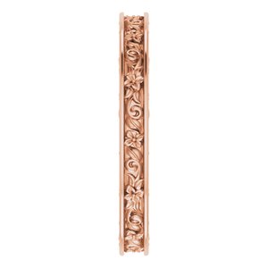Nature - Christina - 14K Rose Gold 2.5 mm Floral Flat Band Size 4