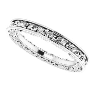 Nature - Christina - Platinum 2.5 mm Floral Flat Band Size 4
