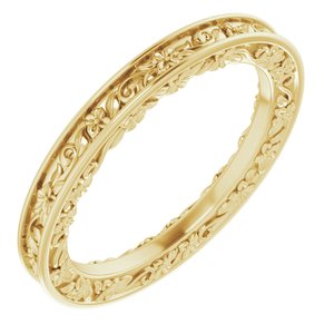 Nature - Christina - 18K Yellow Gold 2.5 mm Floral Flat Band Size 7
