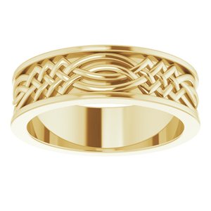 Unique - James - 14K Yellow Gold 6 mm Celtic-Inspired Inlay Flat Band Size 7