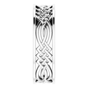 Unique - James - 14K White Gold 6 mm Celtic-Inspired Inlay Flat Band Size 7