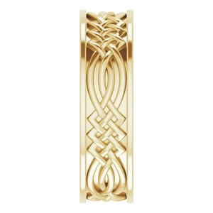 Unique - James - 14K Yellow Gold 6 mm Celtic-Inspired Inlay Flat Band Size 7