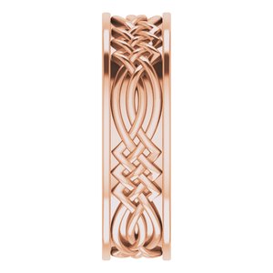 Unique - James - 14K Rose Gold 6 mm Celtic-Inspired Inlay Flat Band Size 7