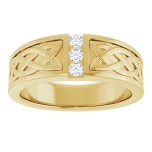 Hammered - William - 14K Yellow Gold 1/5 CTW Natural Diamond Band