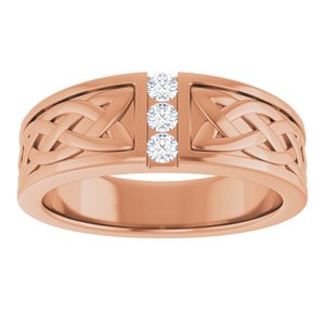 Hammered - William - 14K Rose Gold 1/5 CTW Natural Diamond Band