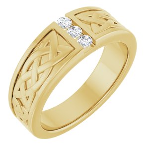 Hammered - William - 14K Yellow Gold 1/5 CTW Natural Diamond Band