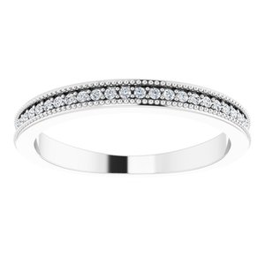 Pave - Opal - Platinum 1/6 CTW Diamond Milgrain Matching Band