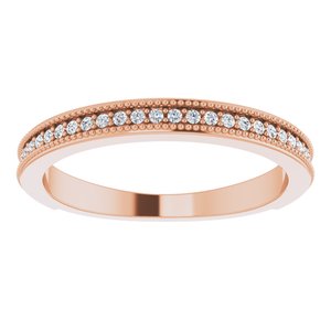 Pave - Opal - 14K Rose Gold 1/6 CTW Diamond Milgrain Matching Band