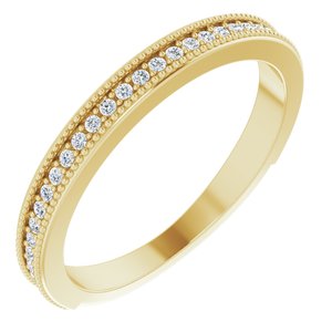 Pave - Opal - 14K Yellow Gold 1/6 CTW Diamond Milgrain Matching Band