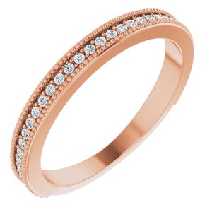 Pave - Opal - 14K Rose Gold 1/6 CTW Diamond Milgrain Matching Band