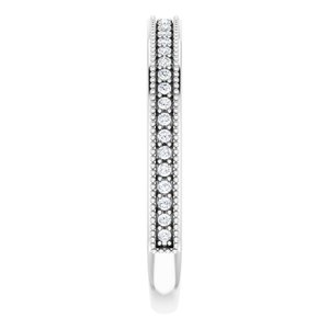 Pave - Opal - 14K White Gold 1/6 CTW Diamond Milgrain Matching Band