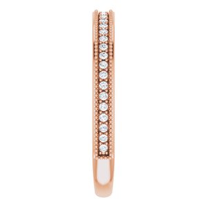 Pave - Opal - 14K Rose Gold 1/6 CTW Diamond Milgrain Matching Band