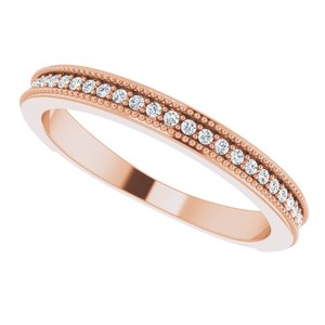 Pave - Opal - 14K Rose Gold 1/6 CTW Diamond Milgrain Matching Band