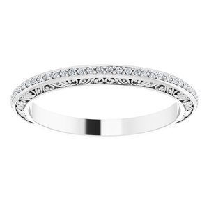 Pave - Brylee - Platinum 1/10 CTW Diamond Sculptural-Inspired Matching Band