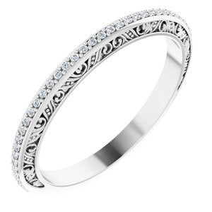 Pave - Brylee - 14K White Gold 1/10 CTW Diamond Sculptural-Inspired Matching Band