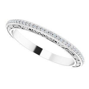 Pave - Brylee - Platinum 1/10 CTW Diamond Sculptural-Inspired Matching Band