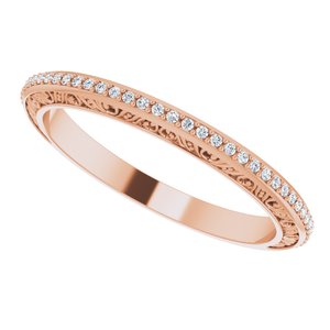 Pave - Brylee - 14K Rose Gold 1/10 CTW Diamond Sculptural-Inspired Matching Band