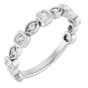 Bezel - Emilia - 14K White Gold 3/8 CTW Natural Diamond Anniversary Band