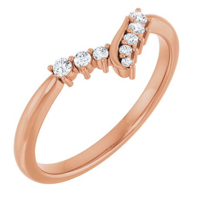 14K Rose 1/8 CTW Natural Diamond Contour Band