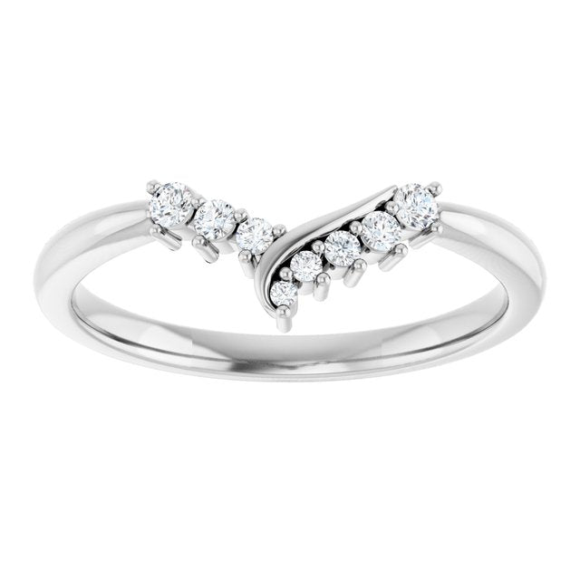 14K White 1/8 CTW Lab-Grown Diamond Contour Band