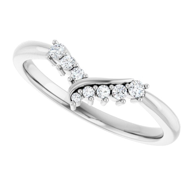 14K White 1/8 CTW Lab-Grown Diamond Contour Band