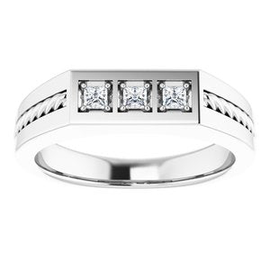 Hammered - Nolan - 14K White Gold 1/10 CTW Natural Diamond Band