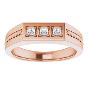 Hammered - Nolan - 14K Rose Gold 1/10 CTW Natural Diamond Band