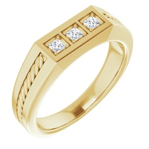 Hammered - Nolan - 14K Yellow Gold 1/10 CTW Natural Diamond Band