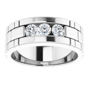 Hammered - Beau - 14K White Gold 5/8 CTW Natural Diamond Band