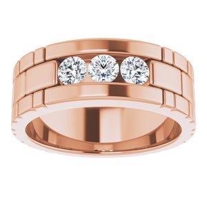 Hammered - Beau - 14K Rose Gold 5/8 CTW Natural Diamond Band