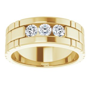Hammered - Beau - 14K Yellow Gold 5/8 CTW Natural Diamond Band