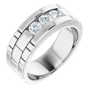 Hammered - Beau - 14K White Gold 5/8 CTW Natural Diamond Band