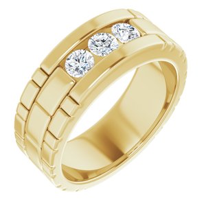 Hammered - Beau - 14K Yellow Gold 5/8 CTW Natural Diamond Band
