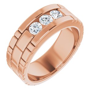 Hammered - Beau - 14K Rose Gold 5/8 CTW Natural Diamond Band