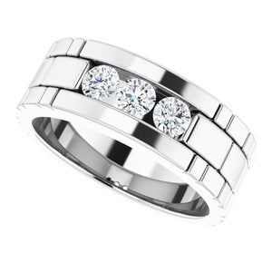Hammered - Beau - Platinum 5/8 CTW Natural Diamond Band