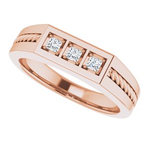 Hammered - Nolan - 14K Rose Gold 1/10 CTW Natural Diamond Band