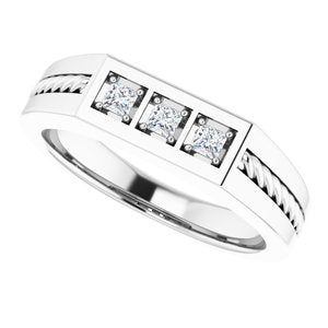 Hammered - Nolan - Platinum 1/10 CTW Natural Diamond Band